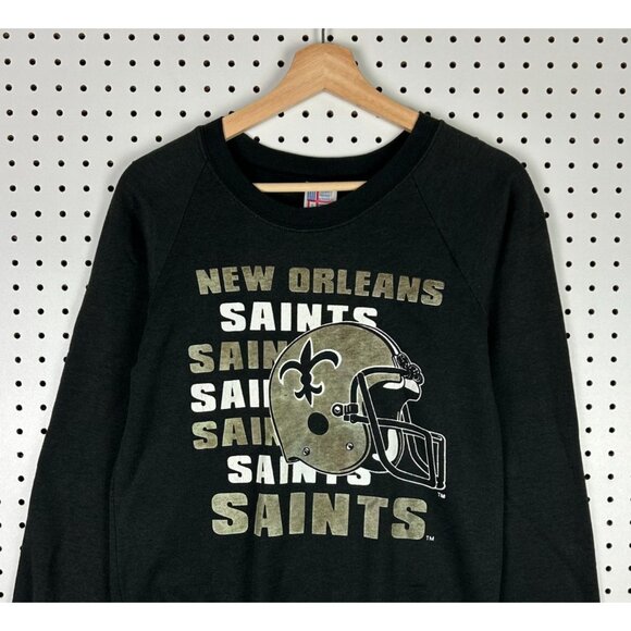 New Orleans Saints NFL Crewneck Small Black Gold 90s Sweatshirt Graphic Jumper - Picture 2 of 6
